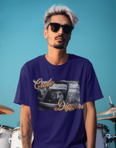 crate diggers t shirt in Navy blue