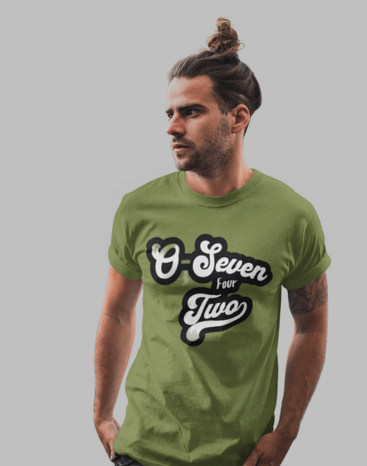 0742 green t shirt guy with manbob hair cut