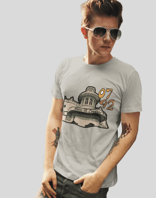 0742 grey t shirt with music factory