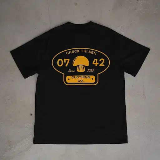 check thi sen mushroom t shirt back of t shirt